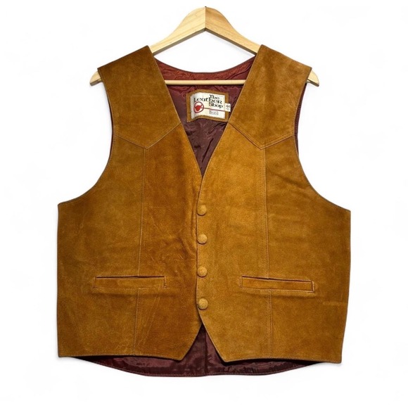Sears Other - Vintage Sears The Leather Shop Suede Leather Western Vest Brown Mens 44 Reg
